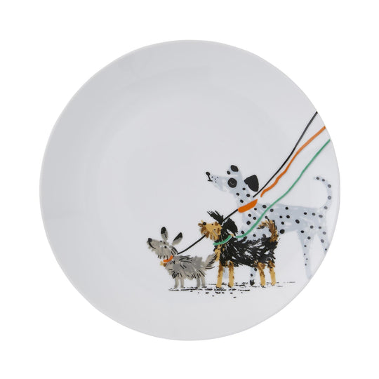Dog Days Porcelain Side Plate in White