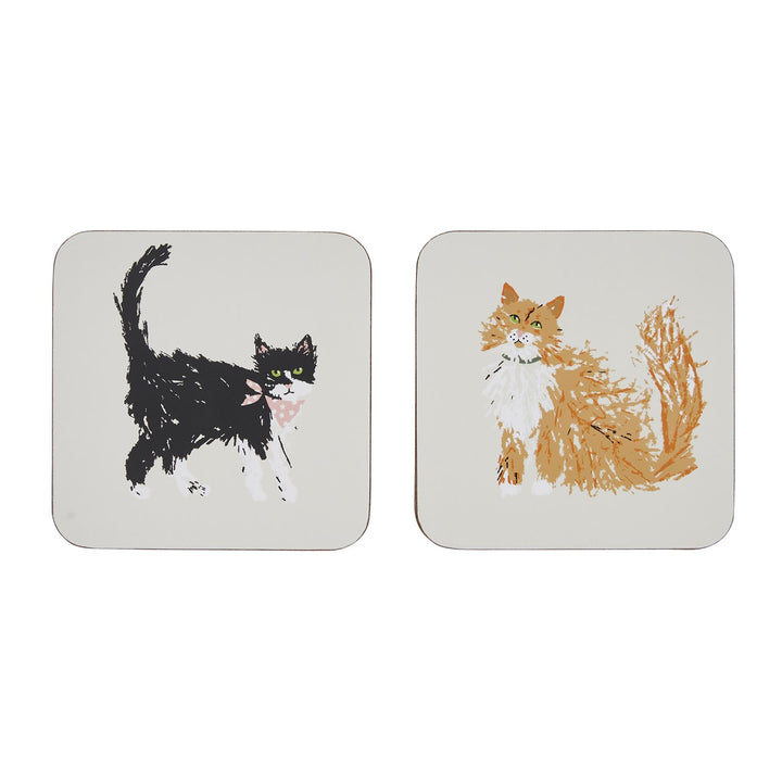 Ulster Weavers Feline Friends Coasters - 4 Pack One Size in Cream - Coaster - Ulster Weavers