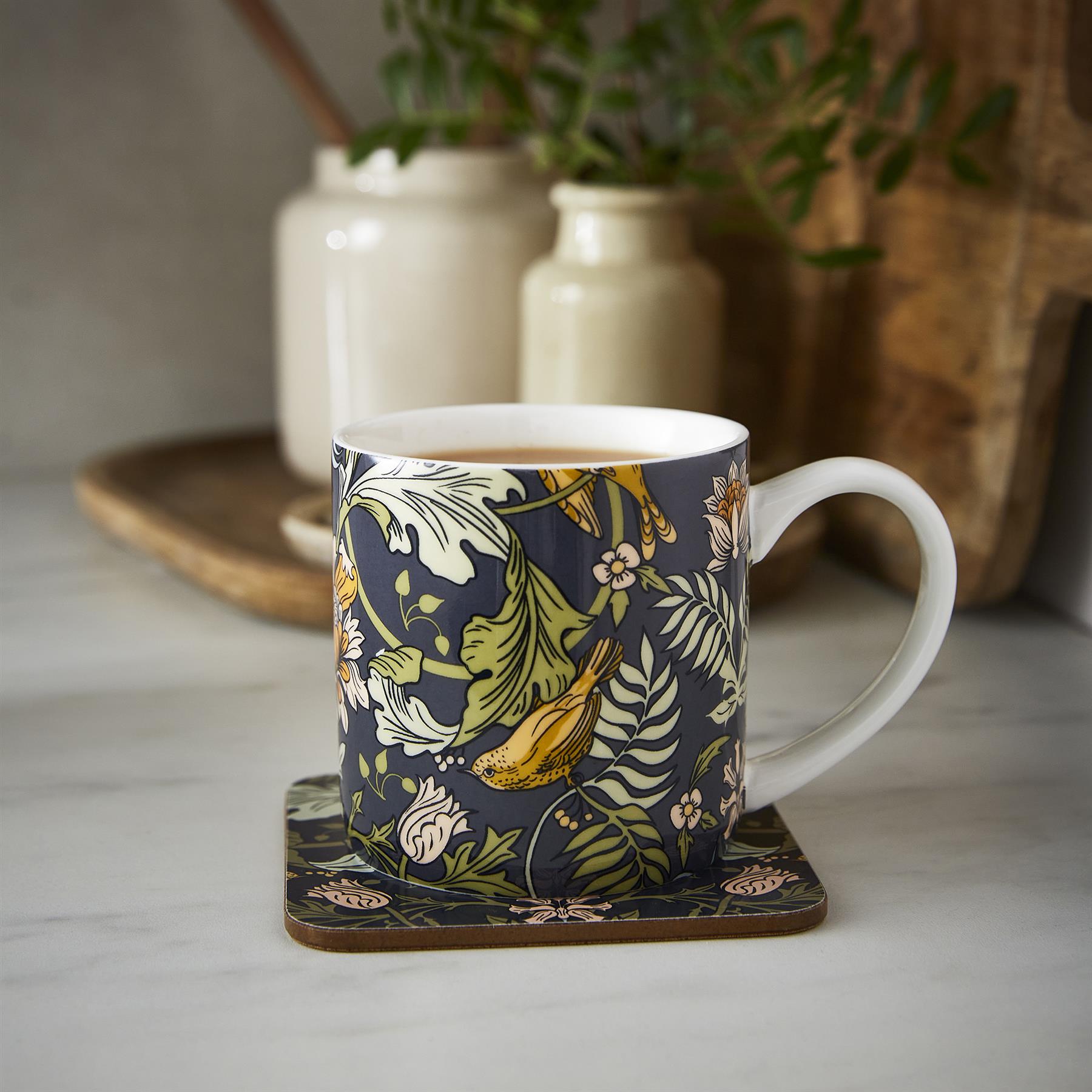 Ulster Weavers Finch & Flower Mug - New Bone China 250ml in Navy - Mug - Ulster Weavers