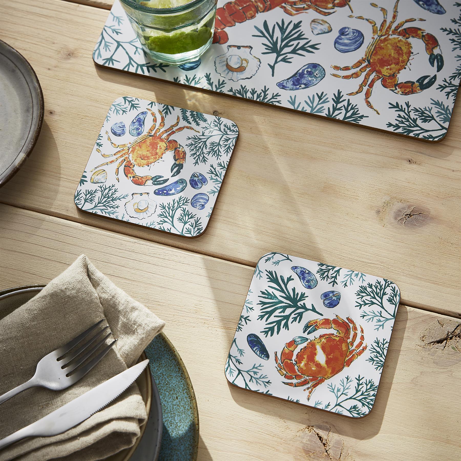 Ulster Weavers Shellfish Coasters - 4 Pack One Size in Green - Coaster - Ulster Weavers